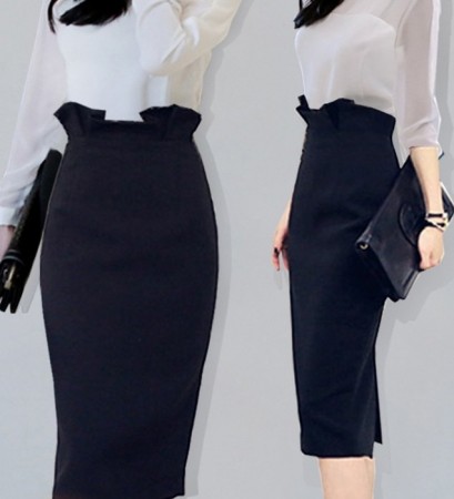 韓國東大門金秘書為何那樣OL系列一步裙包臀西裝材質質感高腰中長版半身裙 2色