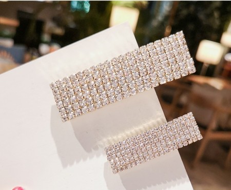 韓國東大門閃亮滿版鑽石長方形時尚髮夾  2種款式2件300元