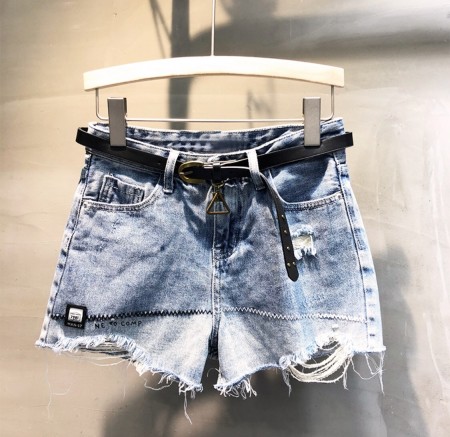 韓國東大門造型個性刷白鬚牛仔短褲 S~XL
