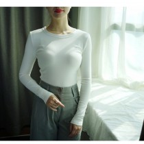 韓國東大門~設計首爾熱賣款✿✿☁ 約會~旅遊~上班~必備 ◙ ◚ ◛韓版個性百搭~圓領彈性素色T恤---4色    