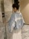 韓國東大門超韓♩♫ ♬氣質♩♪♫淺色系短版仙氣蕾絲珍珠扣寬鬆牛仔外套 S~L