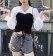韓國東大門~夏季設計首爾熱賣款✿法式復古V領泡泡袖拼接長袖質感上衣✿超氣質~☁ 約會~旅遊~上班~必備 ◙ ◚ ◛  XS-L