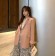 韓國東大門粉嫩反折長袖修身西裝外套✚個性豹紋鬆緊蛋糕裙   ♥2件套組 ♥超搭~絕配組!! ♥