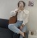 韓國東大門~設計首爾熱賣款✿娃娃領寬鬆設計燈籠袖襯衫上衣✿☁ 約會~旅遊~上班~必備 ◙ ◚ ◛2色可選
