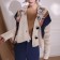 韓國東大門韓系LADY法式浪漫質感專櫃區韓系休閒氣質拼接復古絲巾針織短版外套罩衫